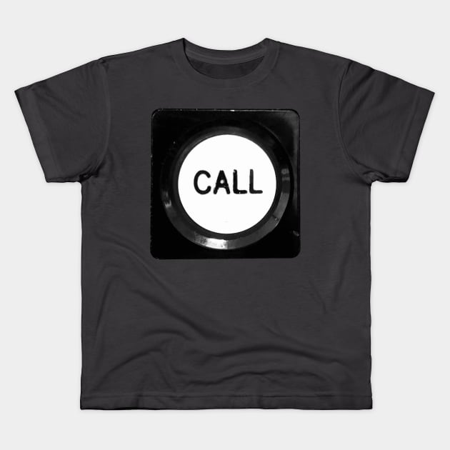 Retro Elevator Call Button, Press to Call Kids T-Shirt by badlydrawnbabe